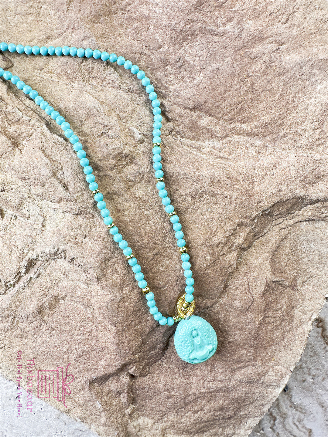 Blessing Jewelry Serene Lite Turquoise Magnesite Necklace with Meditating Buddha Pendant