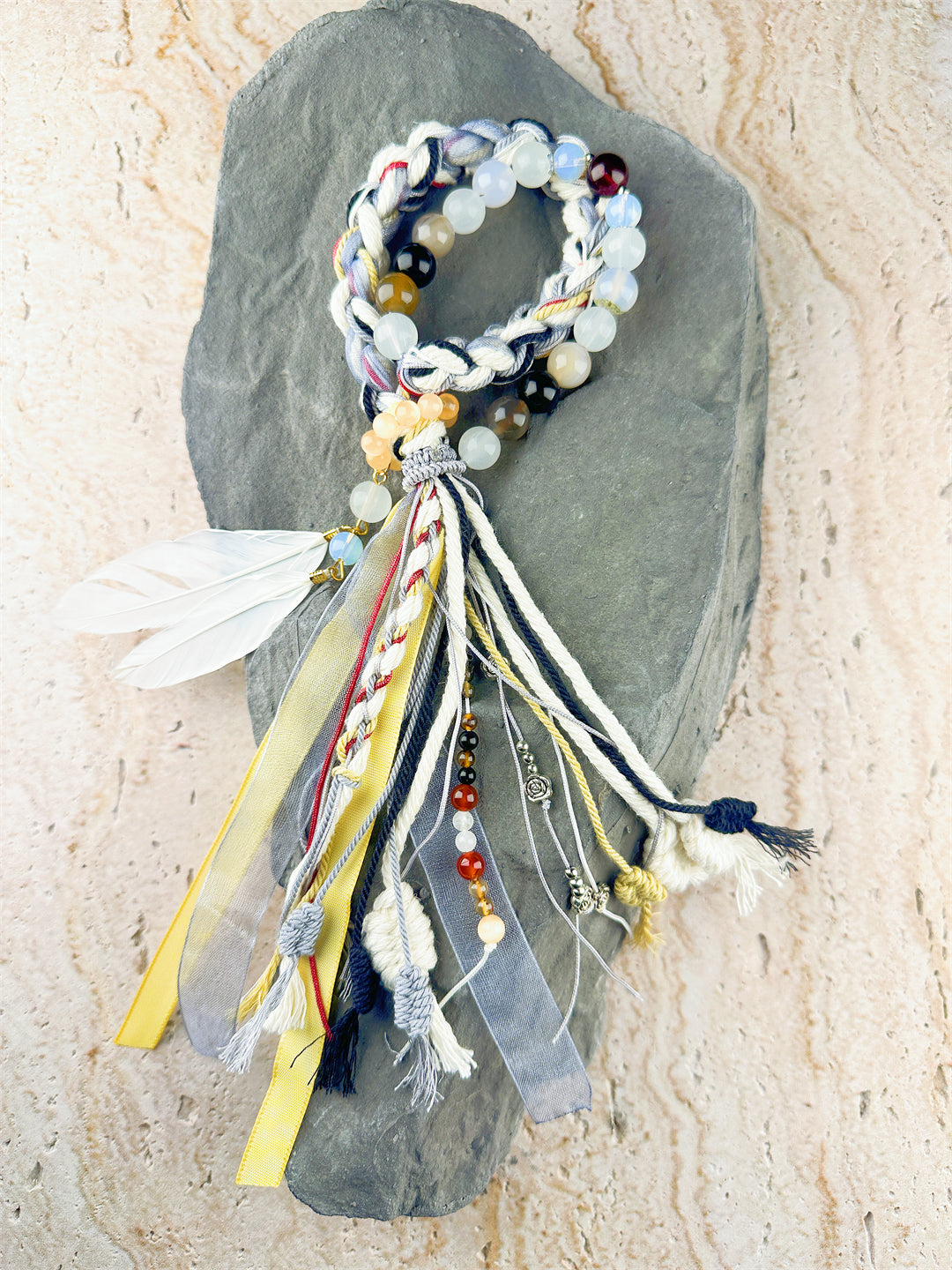 Friendship Bracelet Serene Sky Double-Layered Bracelet with Feather Charm